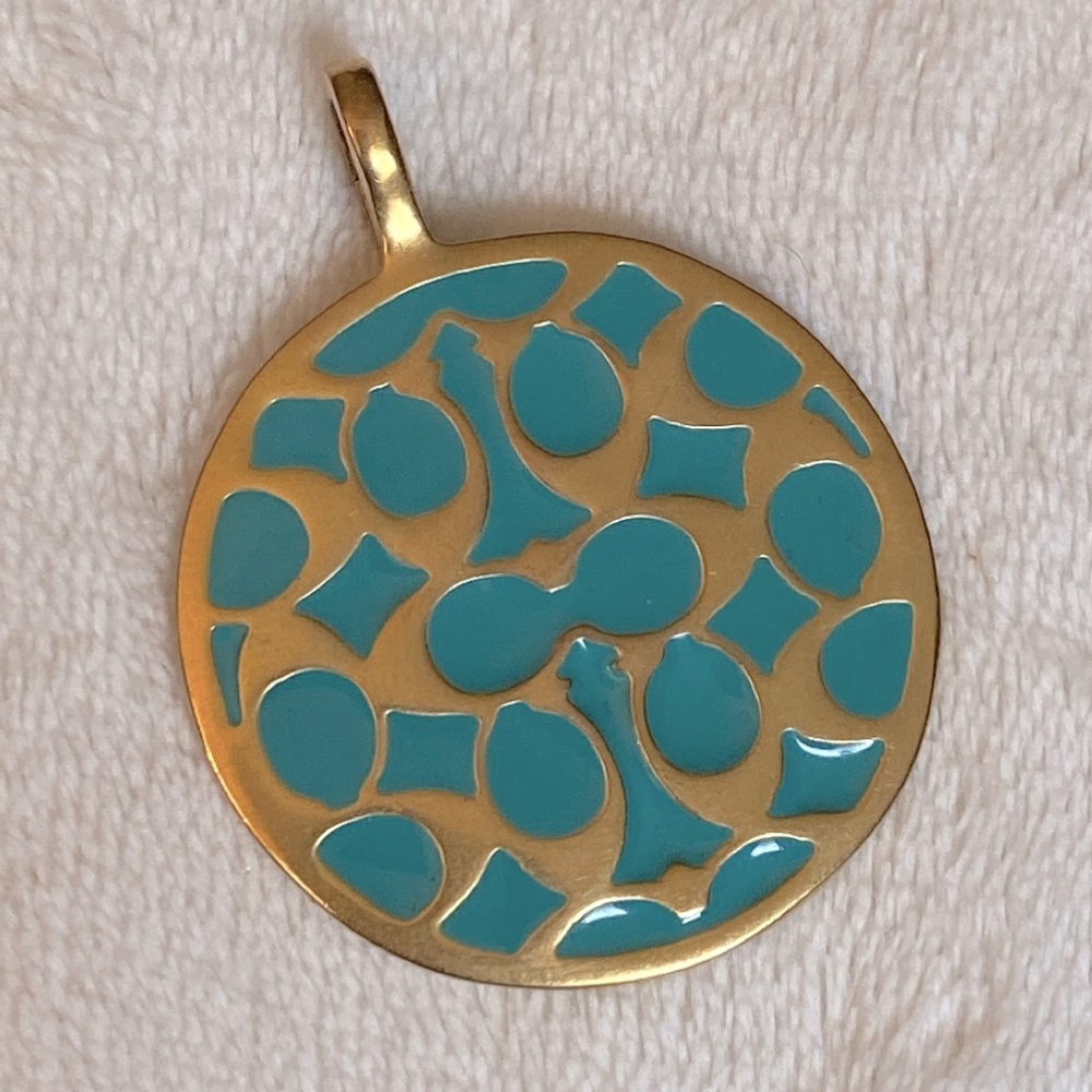Turquoise Coach Monogrammed Pendant
